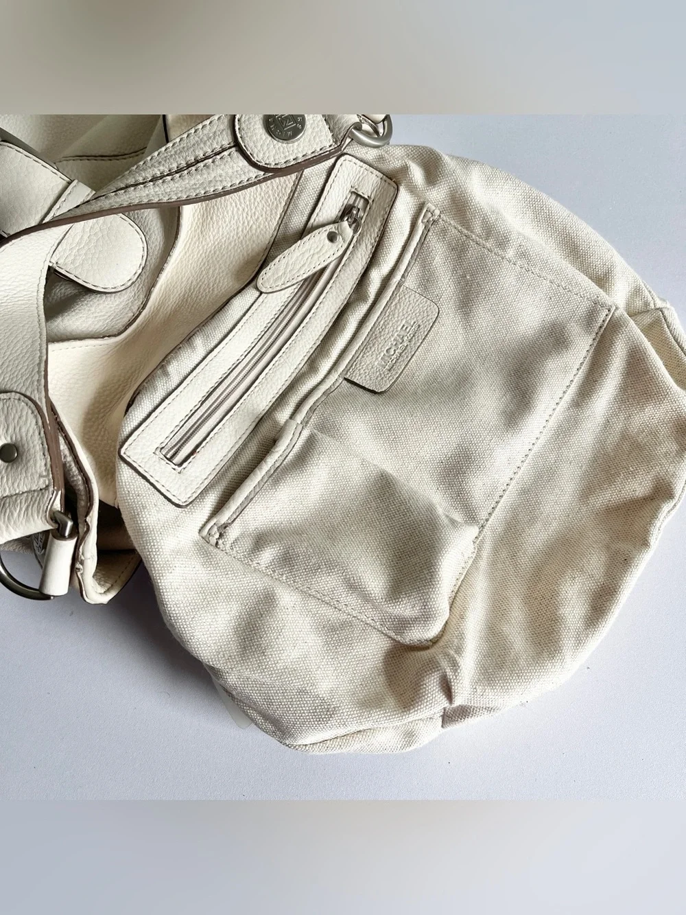 Michael Kors Y2K hobo shoulder bag purse cream pebbled leather buckle slouchy